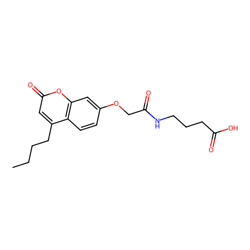 4-({[(4-butyl-2-oxo-2H-chromen-7-yl)oxy]acetyl}amino)butanoic acid structure