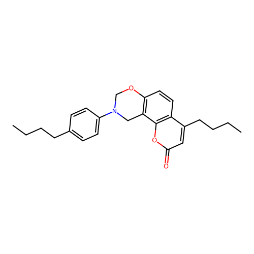 4-butyl-9-(4-butylphenyl)-9,10-dihydrochromeno[8,7-e][1,3]oxazin-2(8H)-one structure