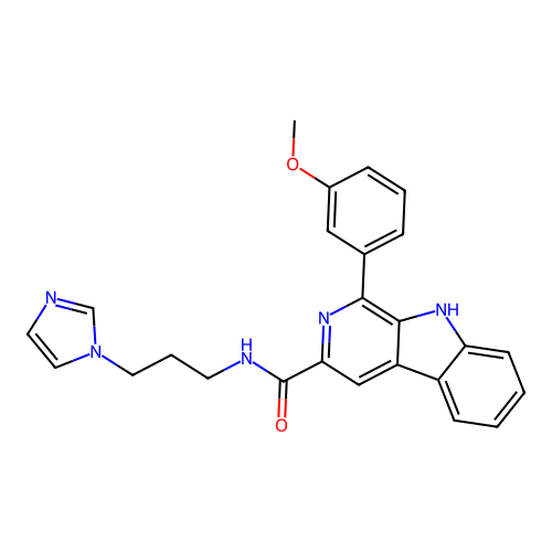 N-(3-(1H-imidazol-1-yl)propyl)-1-(3-methoxyphenyl)-9H-pyrido[3,4-b]indole-3-carboxamide structure