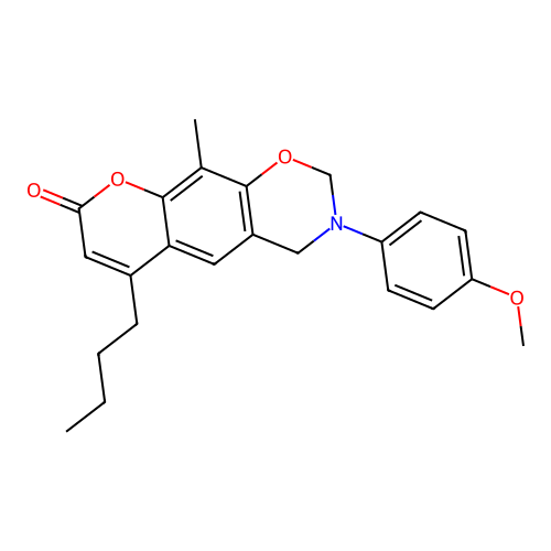 6-butyl-3-(4-methoxyphenyl)-10-methyl-3,4-dihydrochromeno[6,7-e][1,3]oxazin-8(2H)-one structure