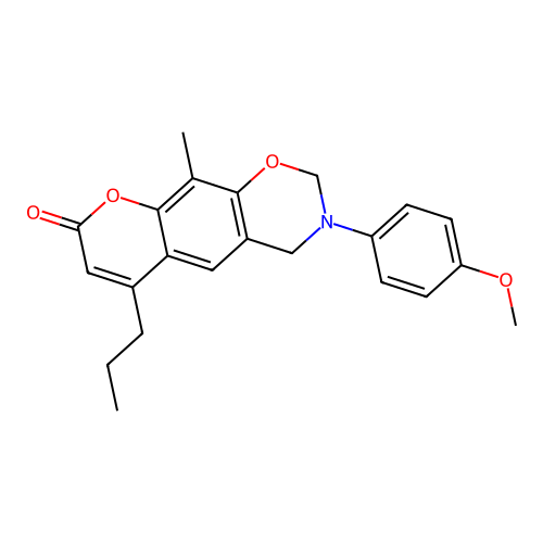 3-(4-methoxyphenyl)-10-methyl-6-propyl-3,4-dihydrochromeno[6,7-e][1,3]oxazin-8(2H)-one structure