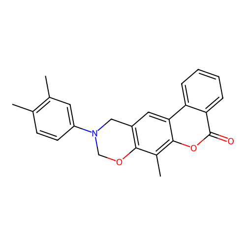 10-(3,4-dimethylphenyl)-7-methyl-10,11-dihydrobenzo[3,4]chromeno[6,7-e][1,3]oxazin-5(9H)-one structure