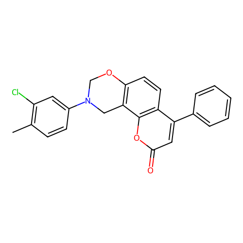 9-(3-chloro-4-methylphenyl)-4-phenyl-9,10-dihydrochromeno[8,7-e][1,3]oxazin-2(8H)-one structure