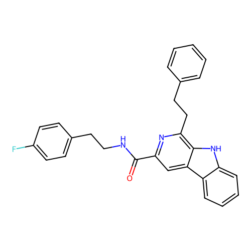 N-(4-fluorophenethyl)-1-phenethyl-9H-pyrido[3,4-b]indole-3-carboxamide structure