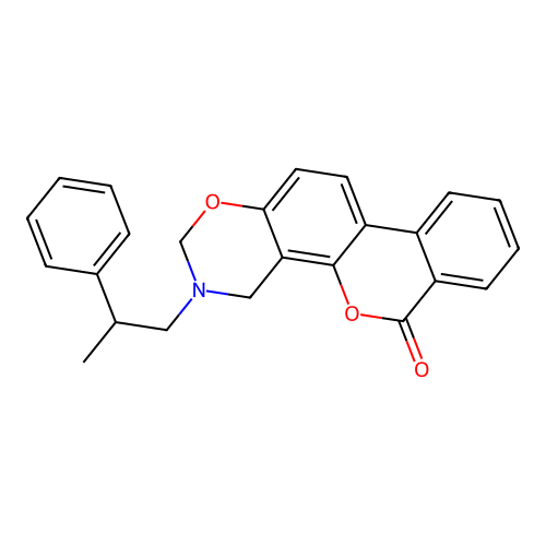 3-(2-phenylpropyl)-3,4-dihydrobenzo[3,4]chromeno[8,7-e][1,3]oxazin-6(2H)-one structure