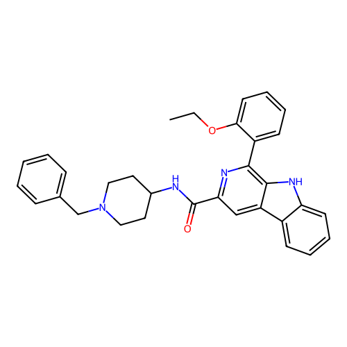 N-(1-benzylpiperidin-4-yl)-1-(2-ethoxyphenyl)-9H-pyrido[3,4-b]indole-3-carboxamide structure