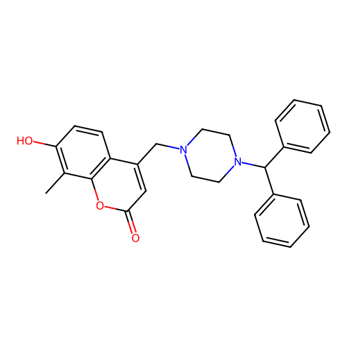4-[(4-benzhydrylpiperazino)methyl]-7-hydroxy-8-methyl-2H-chromen-2-one structure