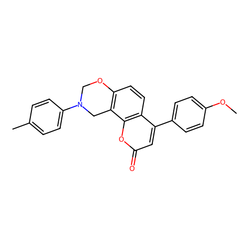 4-(4-methoxyphenyl)-9-(4-methylphenyl)-8,10-dihydropyrano[2,3-f][1,3]benzoxazin-2-one structure