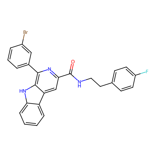 1-(3-bromophenyl)-N-(4-fluorophenethyl)-9H-pyrido[3,4-b]indole-3-carboxamide structure