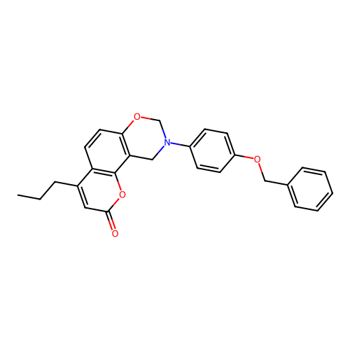 9-(4-(benzyloxy)phenyl)-4-propyl-9,10-dihydrochromeno[8,7-e][1,3]oxazin-2(8H)-one structure