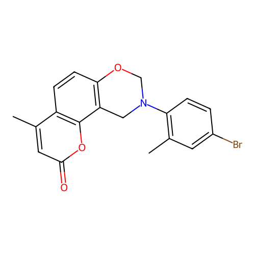 9-(4-bromo-2-methylphenyl)-4-methyl-9,10-dihydrochromeno[8,7-e][1,3]oxazin-2(8H)-one structure