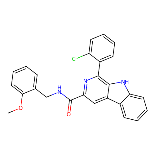 1-(2-chlorophenyl)-N-(2-methoxybenzyl)-9H-beta-carboline-3-carboxamide structure