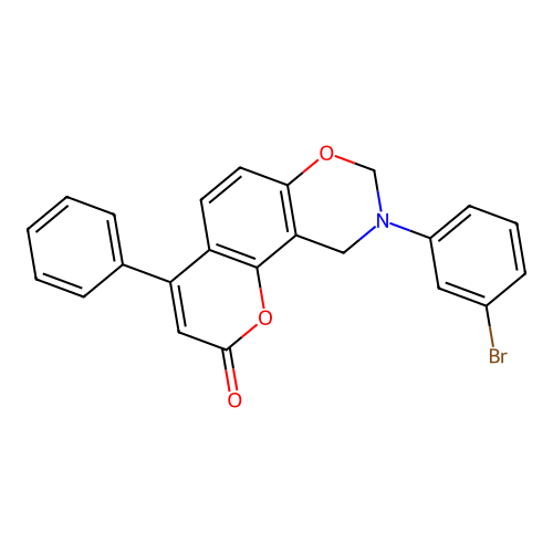 9-(3-bromophenyl)-4-phenyl-9,10-dihydrochromeno[8,7-e][1,3]oxazin-2(8H)-one structure