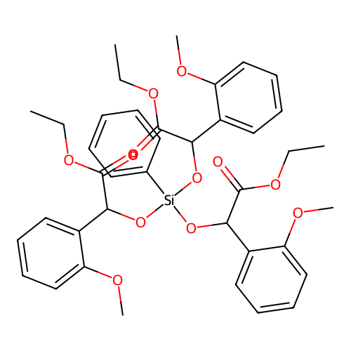 2,2',2''-((Phenylsilylidyne)trioxy)tris(2-(o-methoxyphenyl)acetic acid) triethyl ester structure