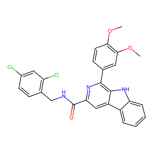 N-(2,4-dichlorobenzyl)-1-(3,4-dimethoxyphenyl)-9H-beta-carboline-3-carboxamide structure