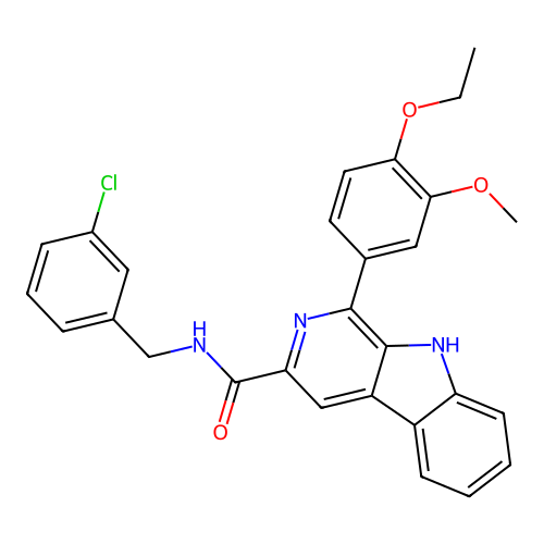 N-(3-chlorobenzyl)-1-(4-ethoxy-3-methoxyphenyl)-9H-beta-carboline-3-carboxamide structure