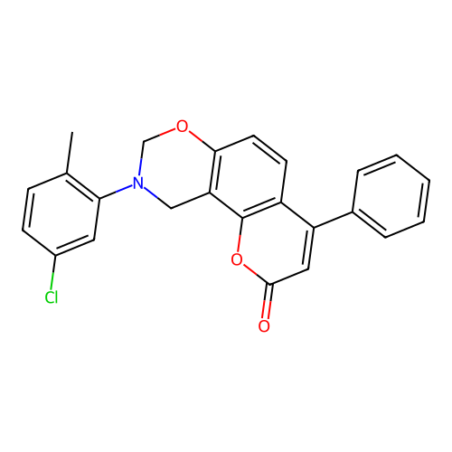 9-(5-chloro-2-methylphenyl)-4-phenyl-9,10-dihydrochromeno[8,7-e][1,3]oxazin-2(8H)-one structure