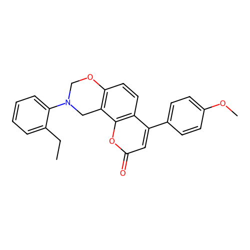 9-(2-ethylphenyl)-4-(4-methoxyphenyl)-9,10-dihydrochromeno[8,7-e][1,3]oxazin-2(8H)-one structure