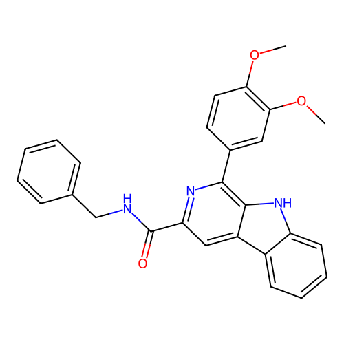 N-benzyl-1-(3,4-dimethoxyphenyl)-9H-pyrido[3,4-b]indole-3-carboxamide structure
