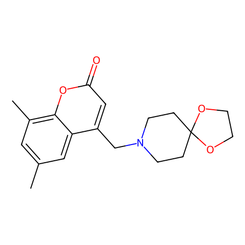 4-(1,4-dioxa-8-azaspiro[4.5]decan-8-ylmethyl)-6,8-dimethyl-2H-chromen-2-one structure