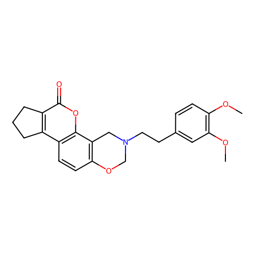 3-(3,4-DIMETHOXYPHENETHYL)-3,4,8,9-TETRAHYDRO-2H-CYCLOPENTA[3,4]CHROMENO[8,7-E][1,3]OXAZIN-6(7H)-ONE structure
