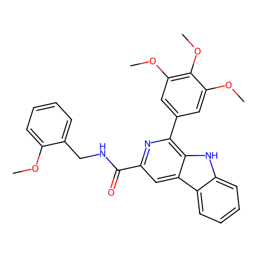 N-(2-methoxybenzyl)-1-(3,4,5-trimethoxyphenyl)-9H-beta-carboline-3-carboxamide structure