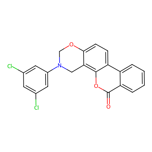 3-(3,5-dichlorophenyl)-3,4-dihydrobenzo[3,4]chromeno[8,7-e][1,3]oxazin-6(2H)-one structure