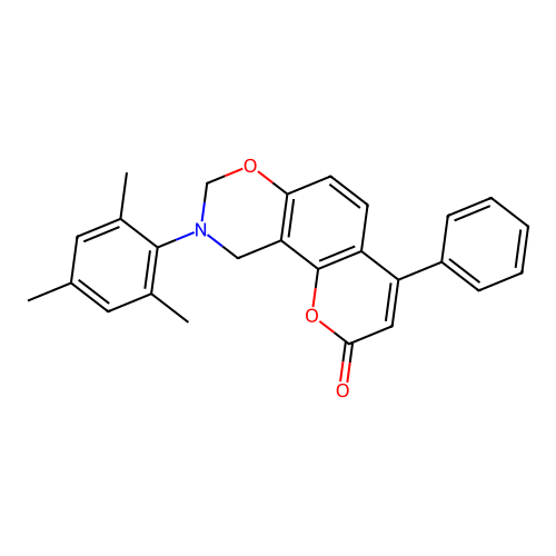 9-mesityl-4-phenyl-9,10-dihydrochromeno[8,7-e][1,3]oxazin-2(8H)-one structure