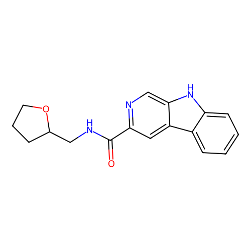 N-(tetrahydrofuran-2-ylmethyl)-9H-beta-carboline-3-carboxamide structure