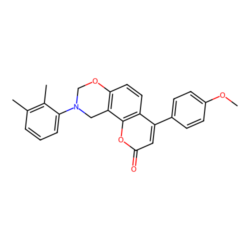 9-(2,3-dimethylphenyl)-4-(4-methoxyphenyl)-9,10-dihydrochromeno[8,7-e][1,3]oxazin-2(8H)-one structure