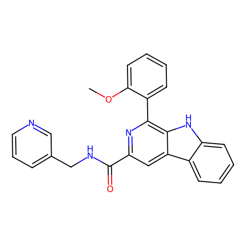 1-(2-methoxyphenyl)-N-(pyridin-3-ylmethyl)-9H-pyrido[3,4-b]indole-3-carboxamide structure