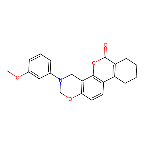 3-(3-methoxyphenyl)-3,4,7,8,9,10-hexahydrobenzo[3,4]chromeno[8,7-e][1,3]oxazin-6(2H)-one structure