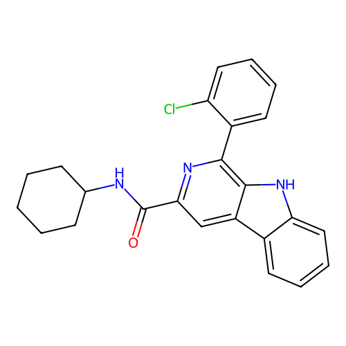 1-(2-chlorophenyl)-N-cyclohexyl-9H-pyrido[3,4-b]indole-3-carboxamide structure