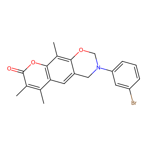 3-(3-bromophenyl)-6,7,10-trimethyl-3,4-dihydrochromeno[6,7-e][1,3]oxazin-8(2H)-one structure