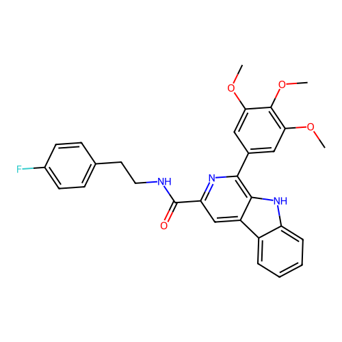 N-(4-fluorophenethyl)-1-(3,4,5-trimethoxyphenyl)-9H-pyrido[3,4-b]indole-3-carboxamide structure