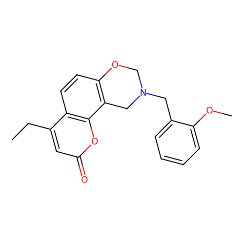 4-ethyl-9-(2-methoxybenzyl)-9,10-dihydrochromeno[8,7-e][1,3]oxazin-2(8H)-one structure