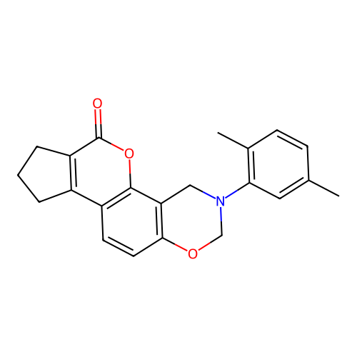 3-(2,5-dimethylphenyl)-3,4,8,9-tetrahydro-2H-cyclopenta[3,4]chromeno[8,7-e][1,3]oxazin-6(7H)-one structure