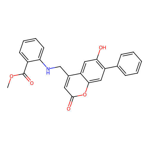 methyl 2-{[(6-hydroxy-2-oxo-7-phenyl-2H-chromen-4-yl)methyl]amino}benzoate structure