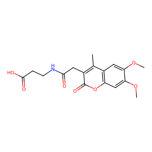 N-[(6,7-dimethoxy-4-methyl-2-oxo-2H-chromen-3-yl)acetyl]-beta-alanine structure