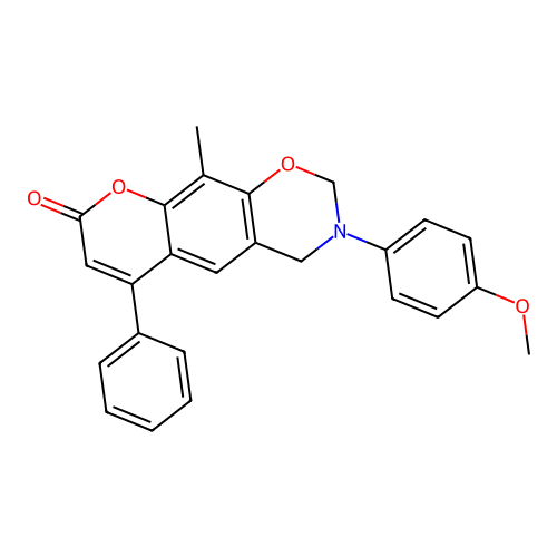 3-(4-methoxyphenyl)-10-methyl-6-phenyl-3,4-dihydrochromeno[6,7-e][1,3]oxazin-8(2H)-one structure