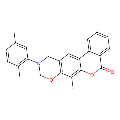 10-(2,5-dimethylphenyl)-7-methyl-10,11-dihydrobenzo[3,4]chromeno[6,7-e][1,3]oxazin-5(9H)-one structure