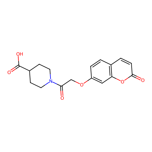 1-(2-((2-oxo-2H-chromen-7-yl)oxy)acetyl)piperidine-4-carboxylic acid structure