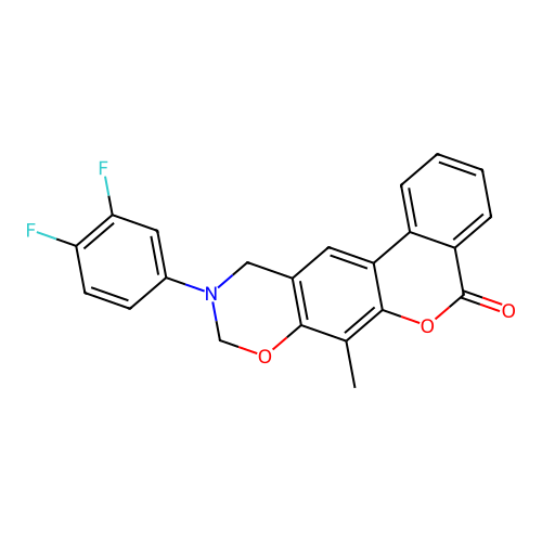10-(3,4-difluorophenyl)-7-methyl-10,11-dihydrobenzo[3,4]chromeno[6,7-e][1,3]oxazin-5(9H)-one structure