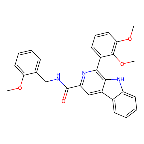 1-(2,3-dimethoxyphenyl)-N-(2-methoxybenzyl)-9H-beta-carboline-3-carboxamide structure