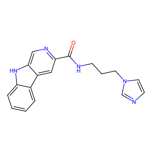 N-[3-(1H-imidazol-1-yl)propyl]-9H-beta-carboline-3-carboxamide structure