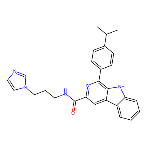 N-(3-imidazol-1-ylpropyl)-1-(4-propan-2-ylphenyl)-9H-pyrido[3,4-b]indole-3-carboxamide structure