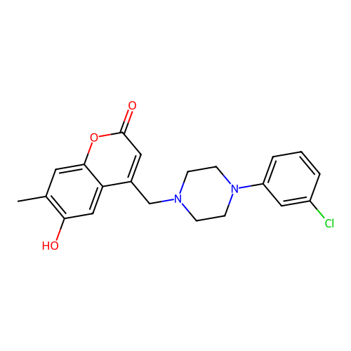 4-{[4-(3-chlorophenyl)piperazin-1-yl]methyl}-6-hydroxy-7-methyl-2H-chromen-2-one structure