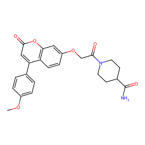 1-(2-((4-(4-methoxyphenyl)-2-oxo-2H-chromen-7-yl)oxy)acetyl)piperidine-4-carboxamide structure