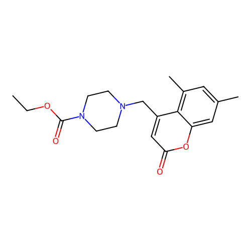 Ethyl 4-[(5,7-dimethyl-2-oxochromen-4-yl)methyl]piperazine-1-carboxylate structure
