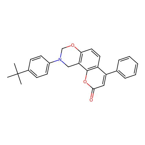 9-(4-(tert-butyl)phenyl)-4-phenyl-9,10-dihydrochromeno[8,7-e][1,3]oxazin-2(8H)-one structure